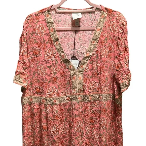 Knox rose v-neck coral floral mini dress - Picture 2 of 6